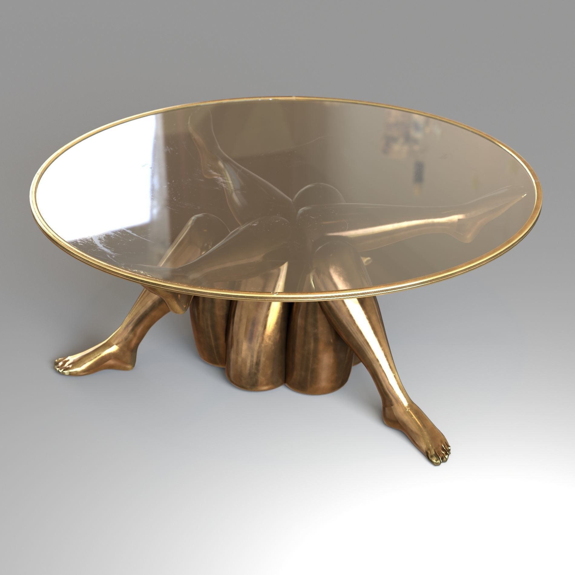 Modern metal table with legs Low-poly 3D model_2