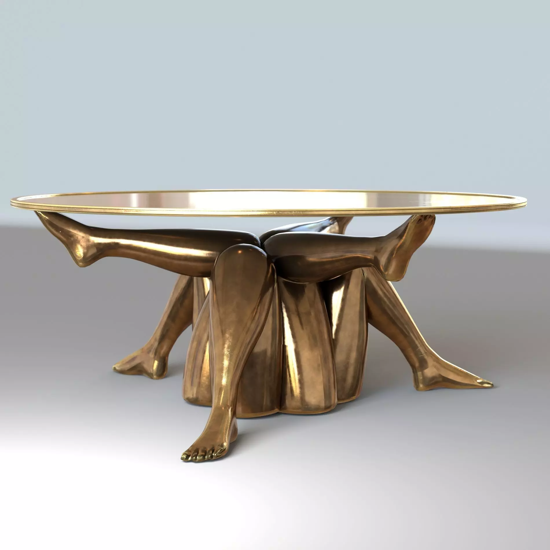 Modern metal table with legs Low-poly 3D model_0
