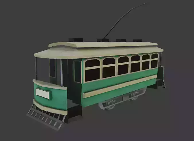 Low poly JG Brill Tramway  Low-poly 3D model
