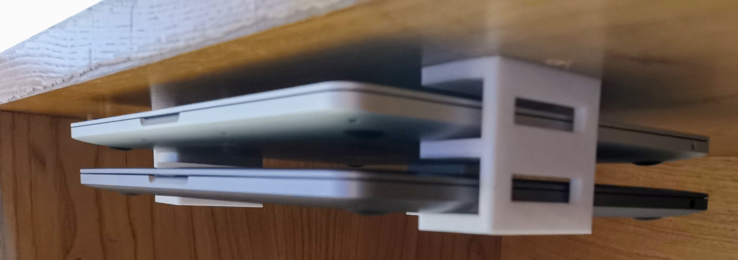 Double Laptop Holder Mount for Desk - Under Desk Laptop Stand 3D print model_5