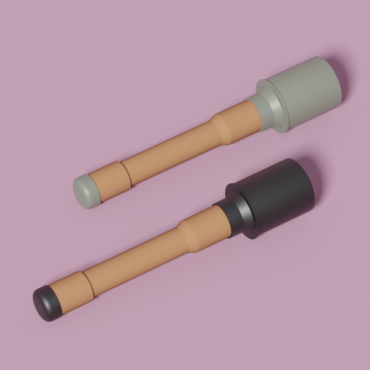 Cartoon Stick Grenade Low-poly 3D model_3