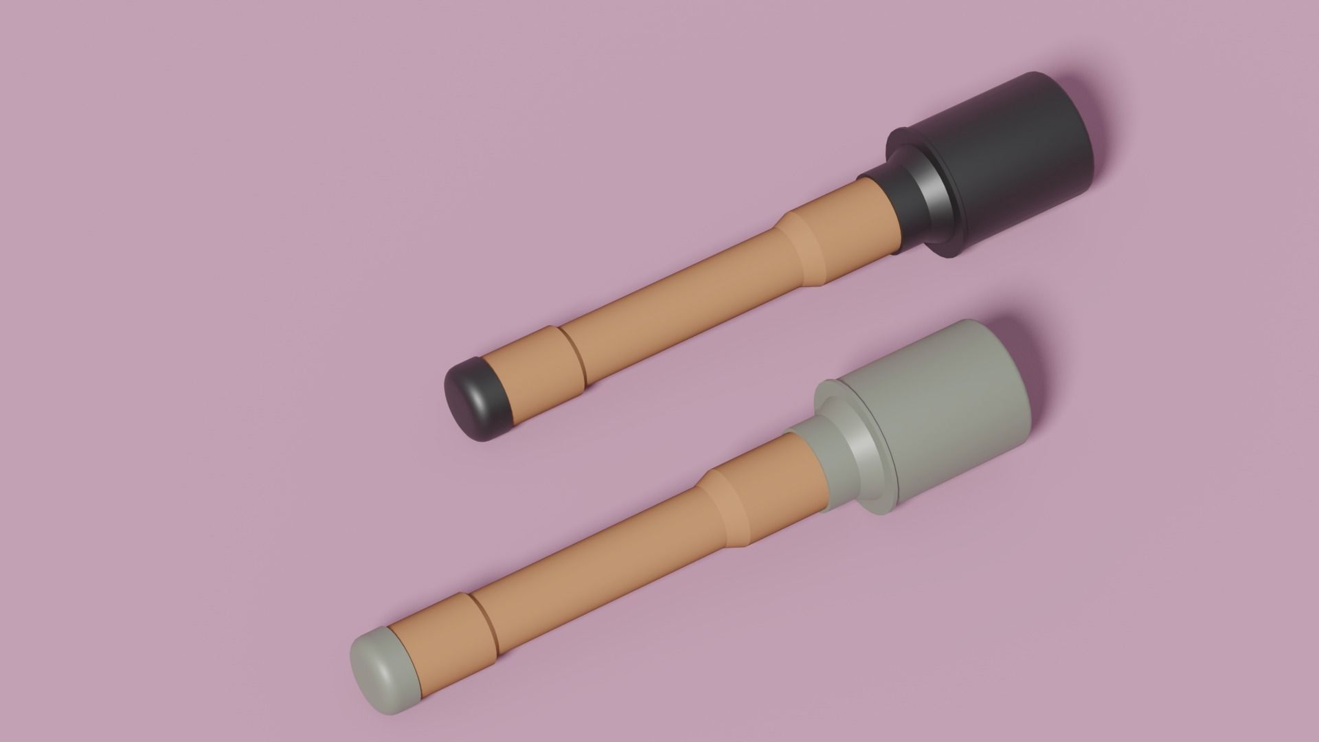 Cartoon Stick Grenade Low-poly 3D model_6