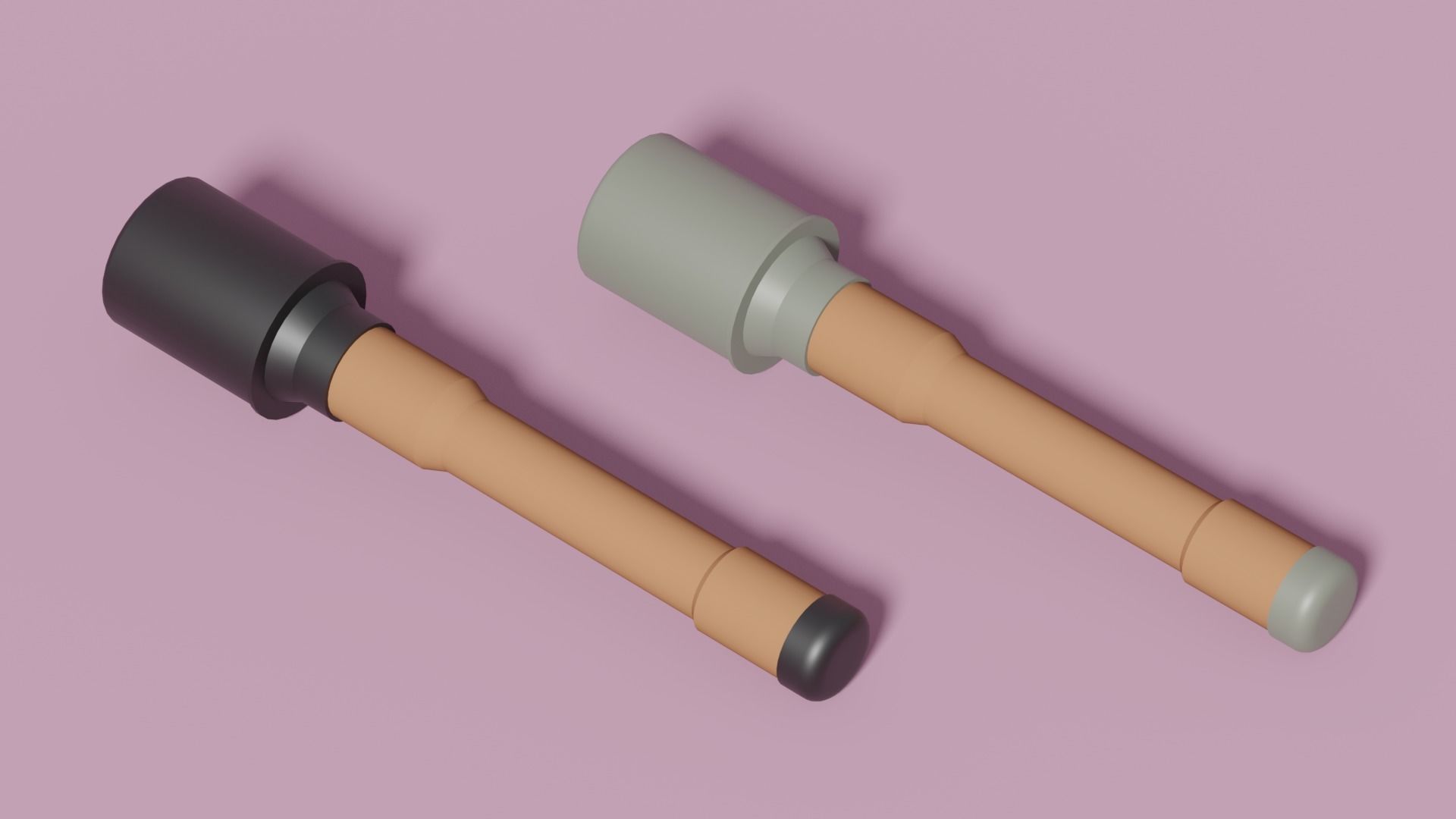 Cartoon Stick Grenade Low-poly 3D model_7