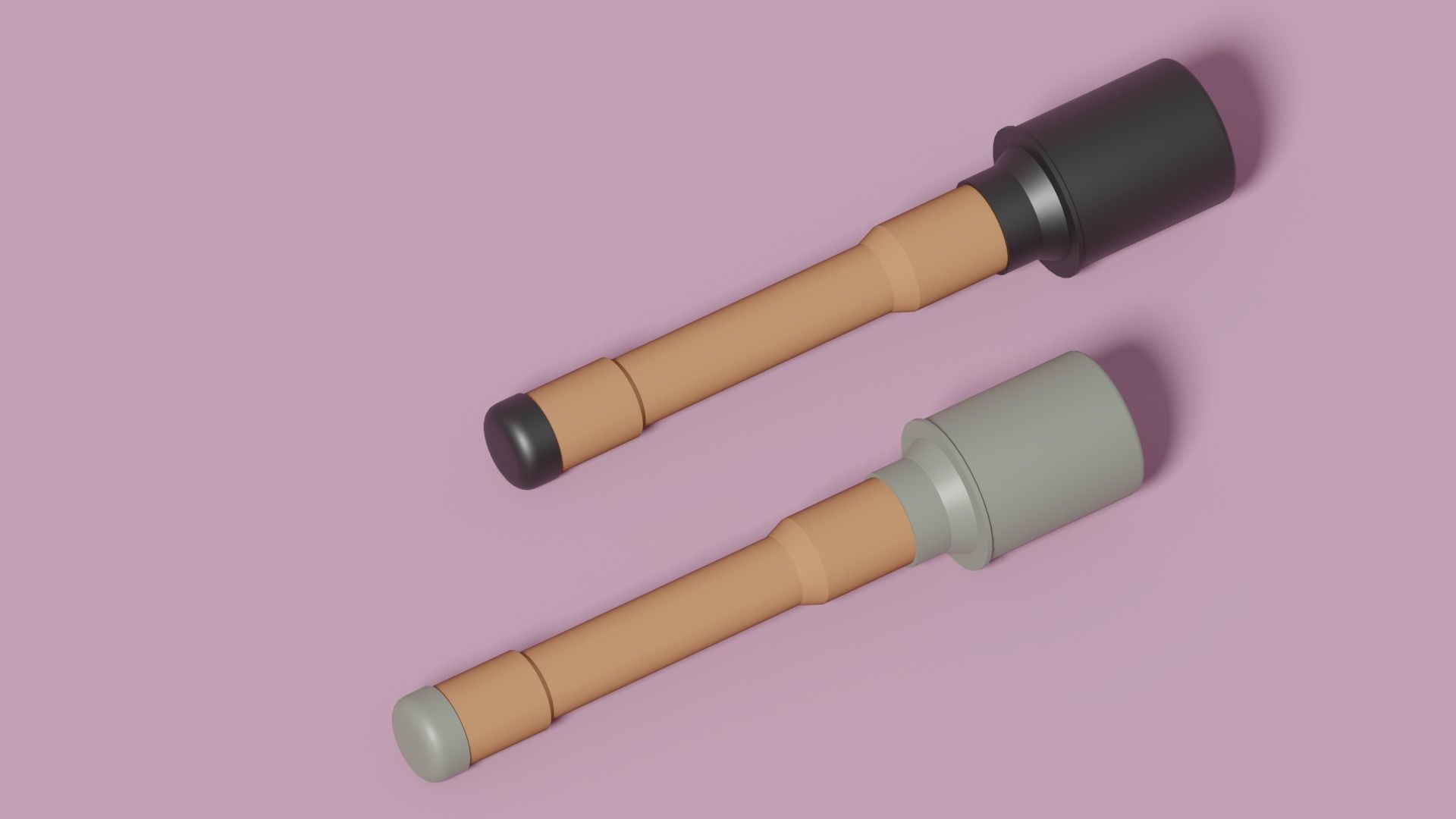 Cartoon Stick Grenade Low-poly 3D model_5