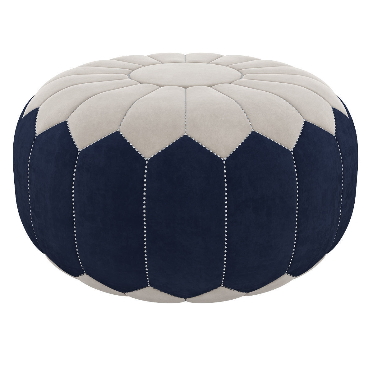 moroccan denim leather pouf 3d model Low-poly 3D model_1