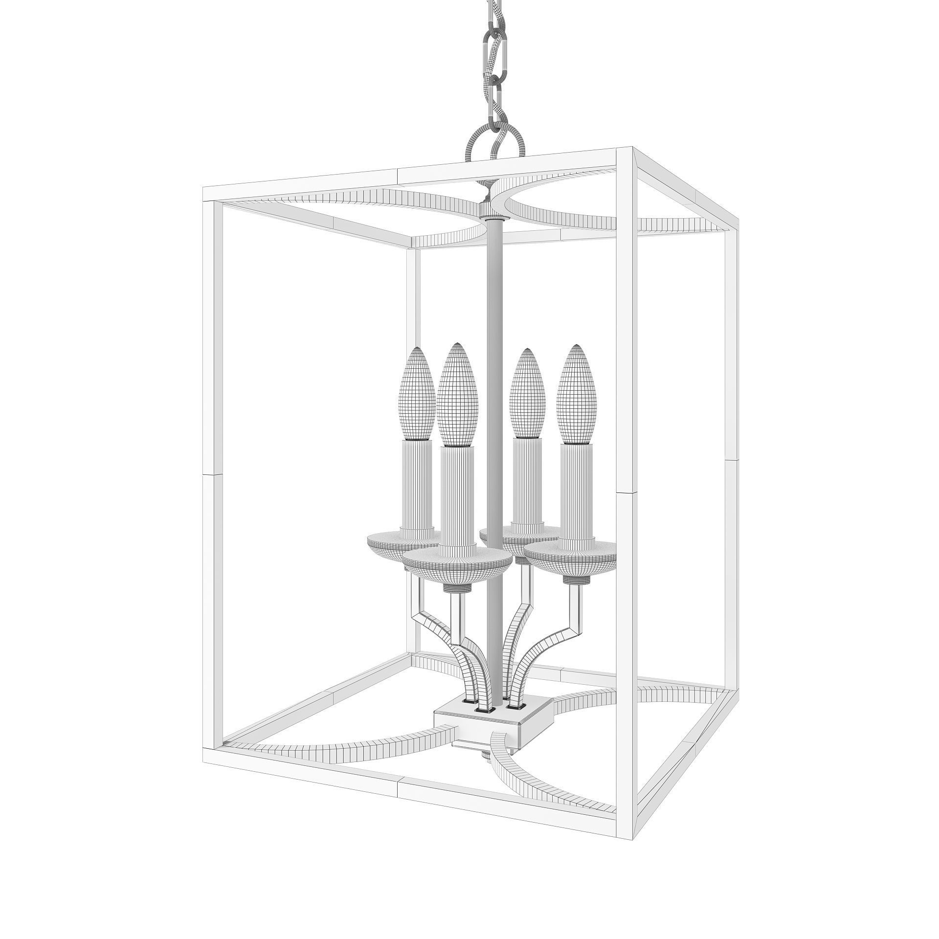 Light Lantern Square Chandelier 3D model_5