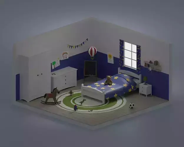 Kids Bedroom Low-poly 3D model
