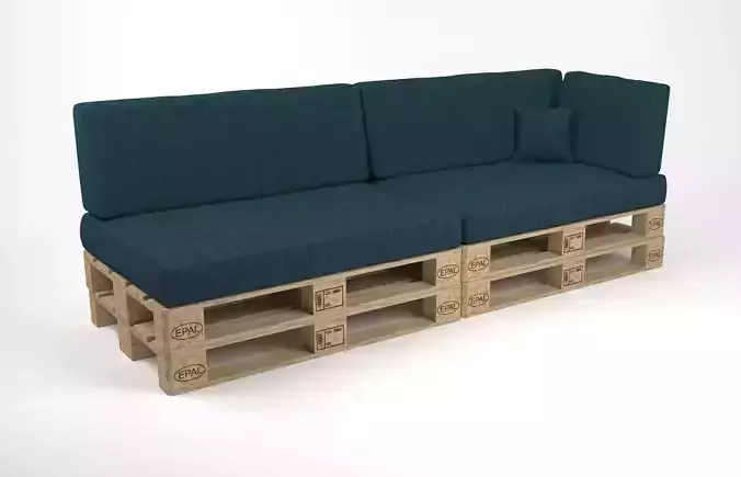 Couch with pallets included - pallet furniture 3D model