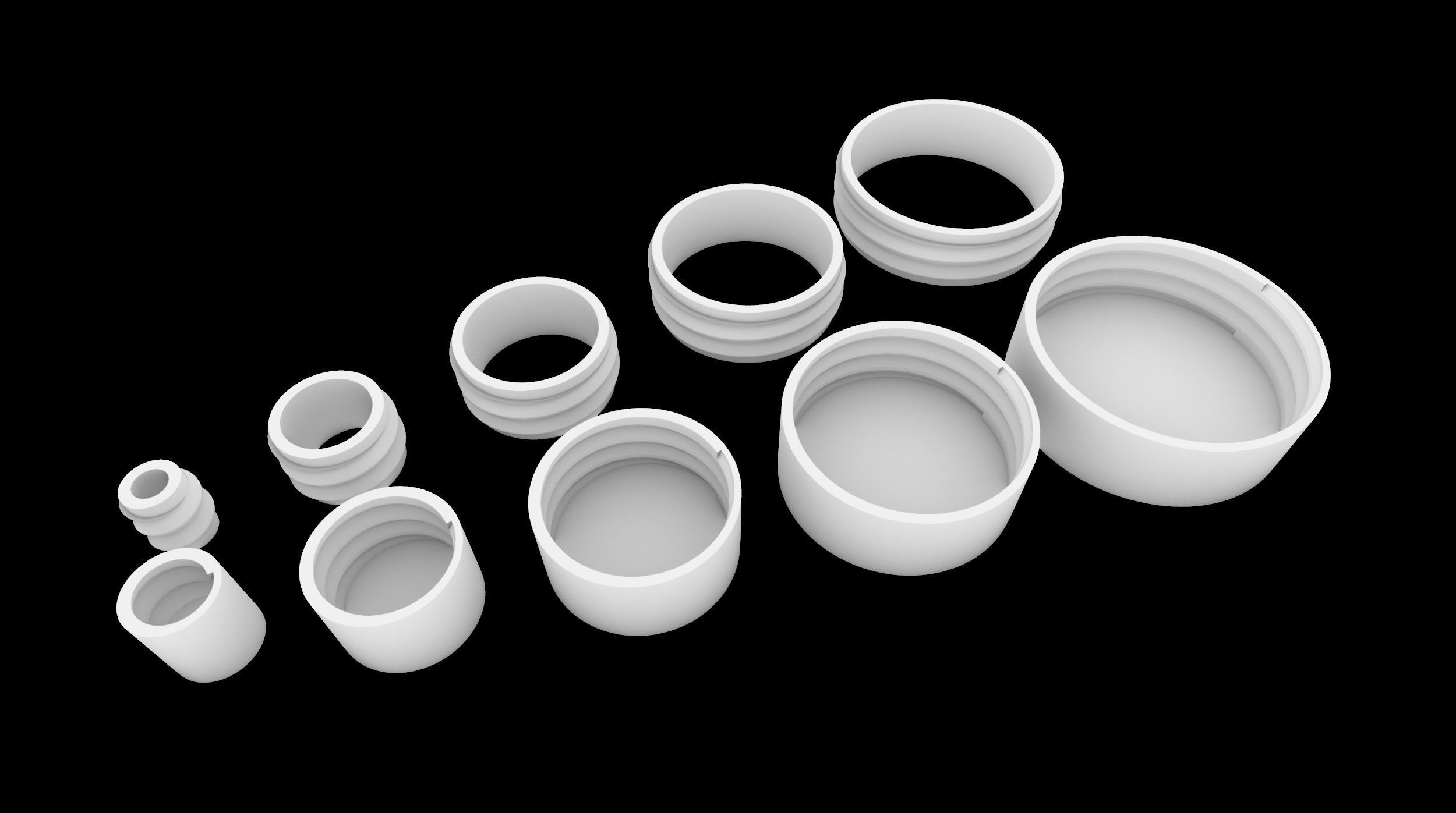 Twist Cap Pack from 10mm to 50mm Useful 3D prints 3D model 3D printable CGTrader