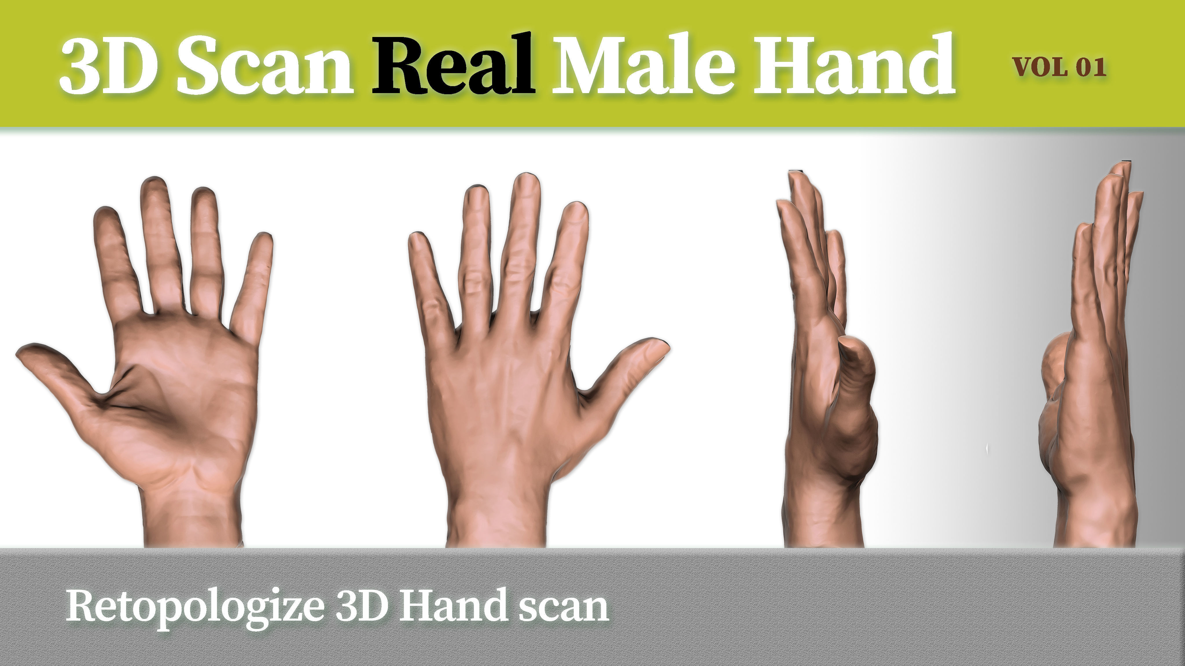 3D Scan Real Male Hand VOL 01 3D print model_2