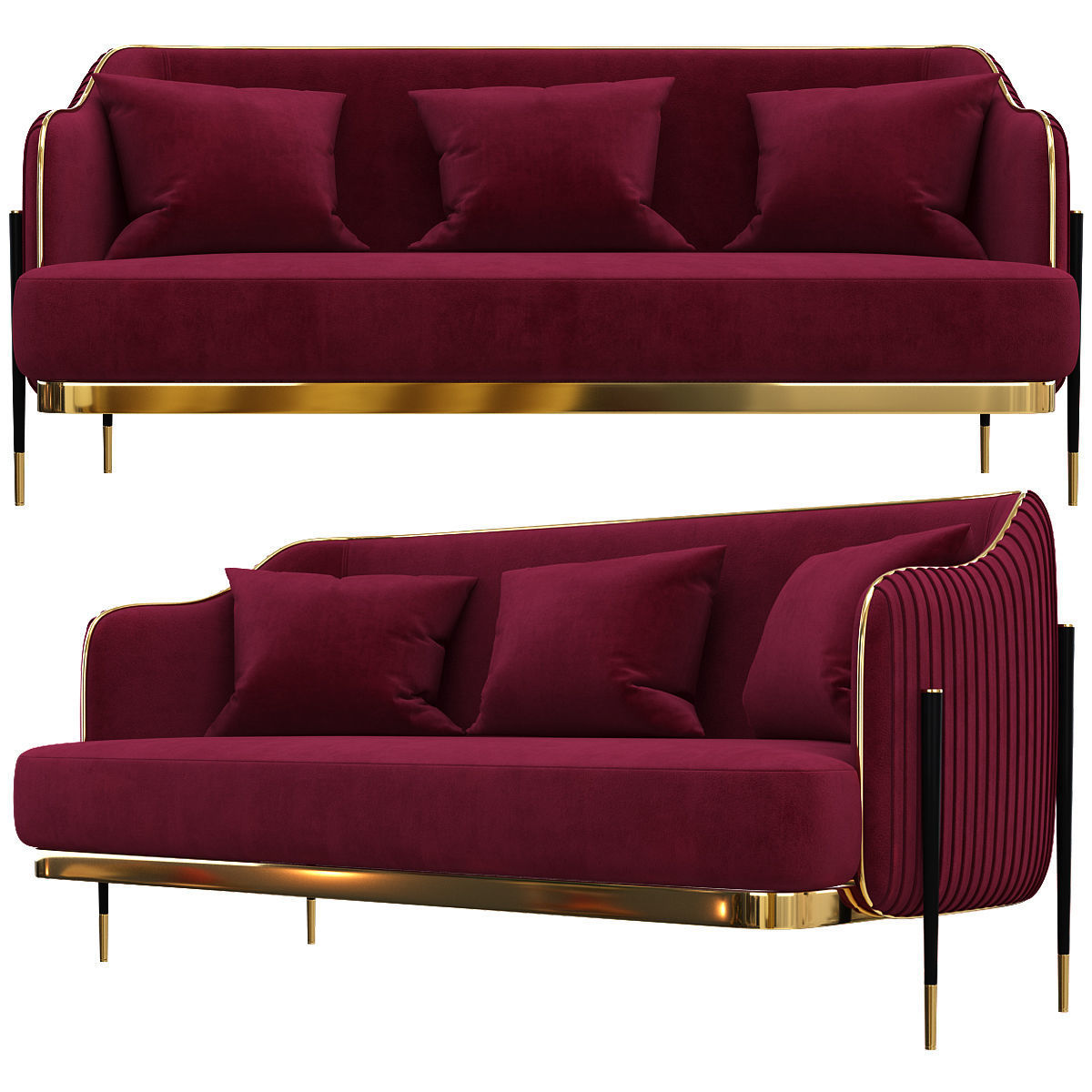 capital collection oxford sofa 3d model Low-poly 3D model_3