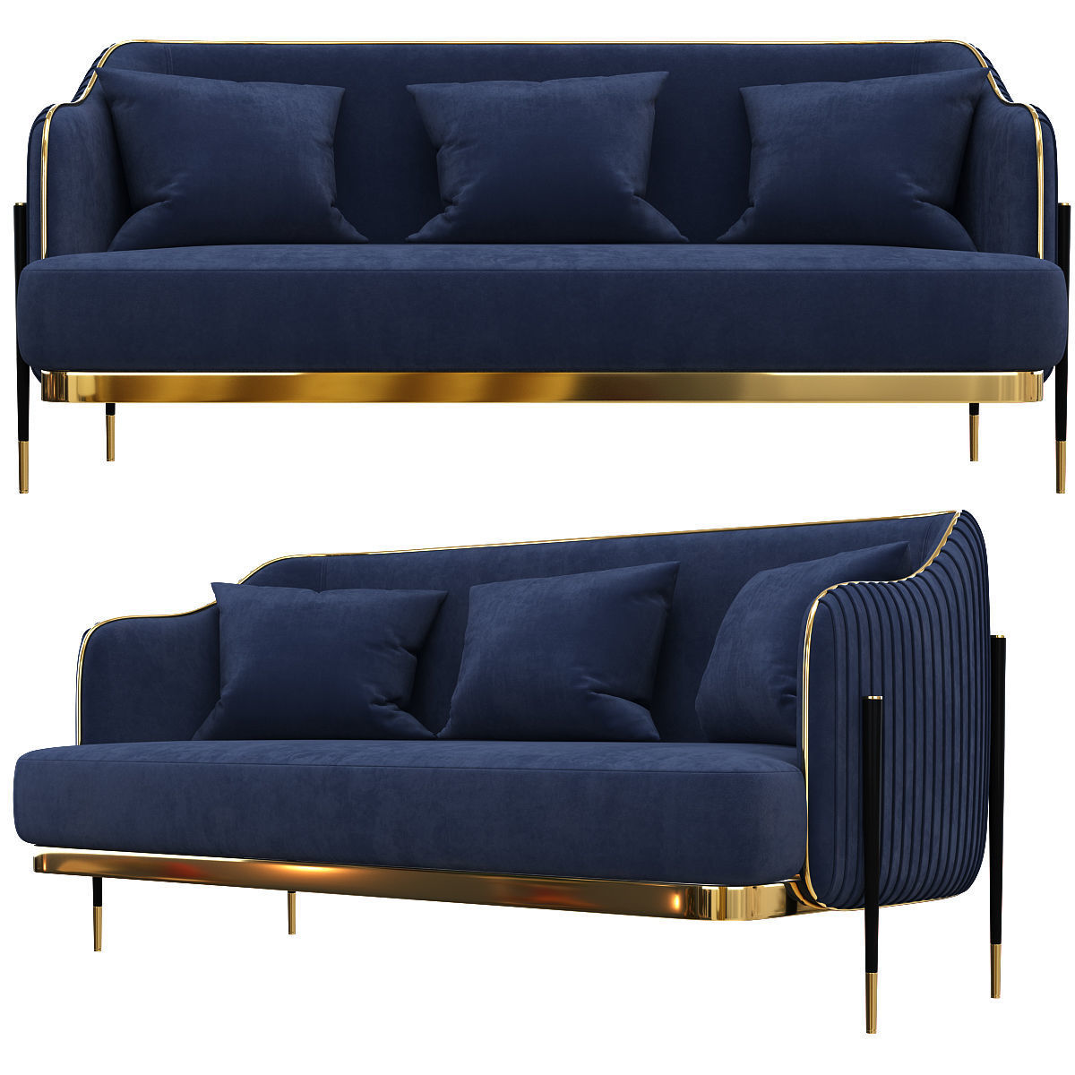 capital collection oxford sofa 3d model Low-poly 3D model_2