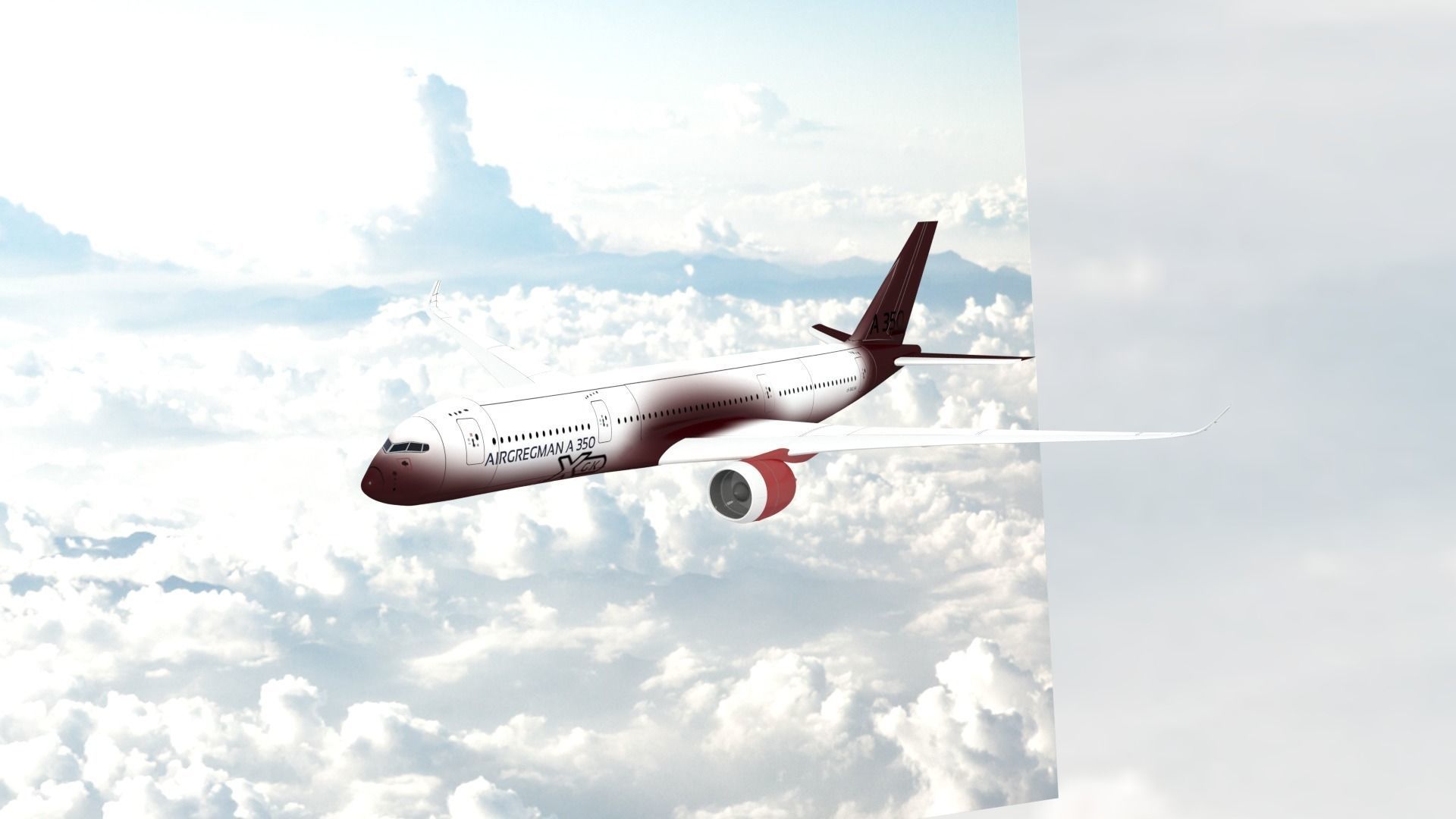  Airbus A350-900 Low-poly 3D model_1