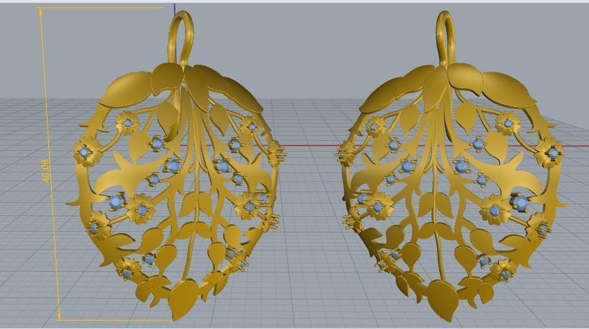 3d model 3d print model Leaf Gold Earring Jewelry 3D print model_4