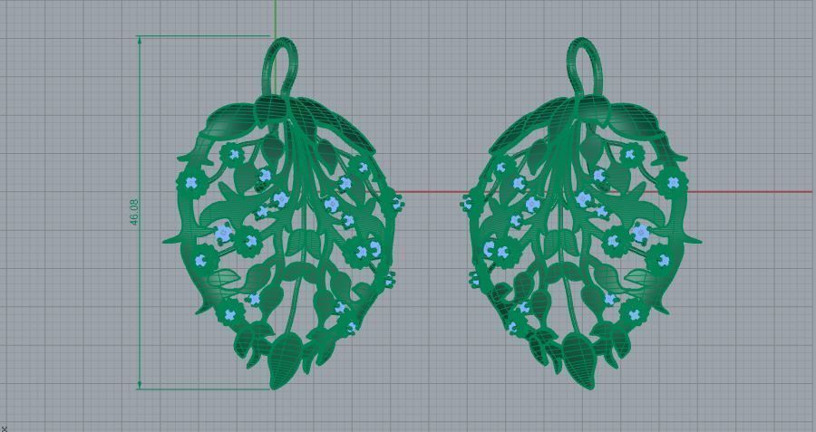 3d model 3d print model Leaf Gold Earring Jewelry 3D print model_2