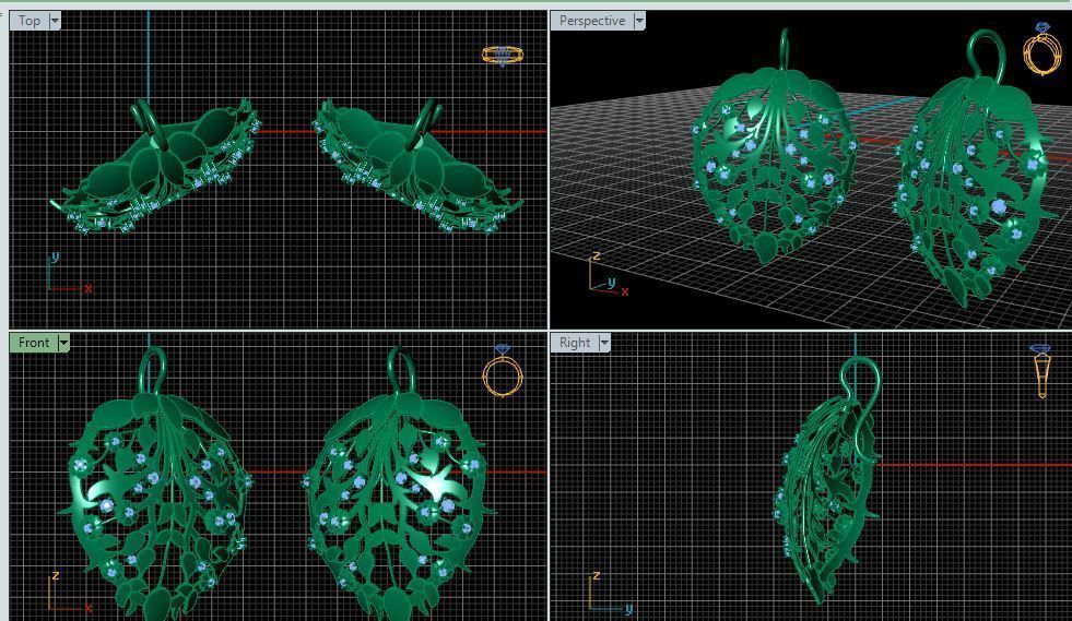 3d model 3d print model Leaf Gold Earring Jewelry 3D print model_6