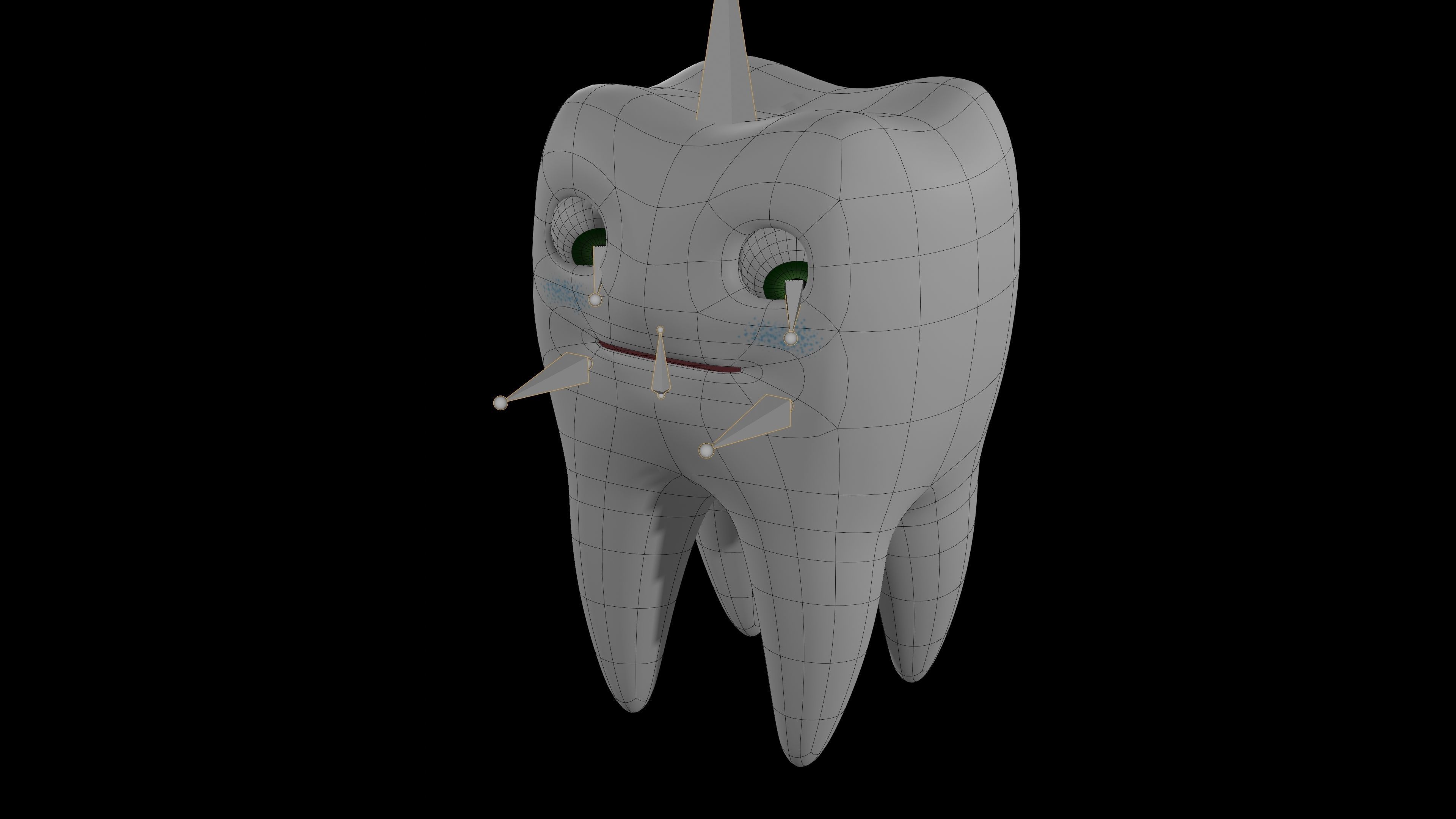 A Cartoon Tooth with Eye Rig and Shape Keys 3D model_12