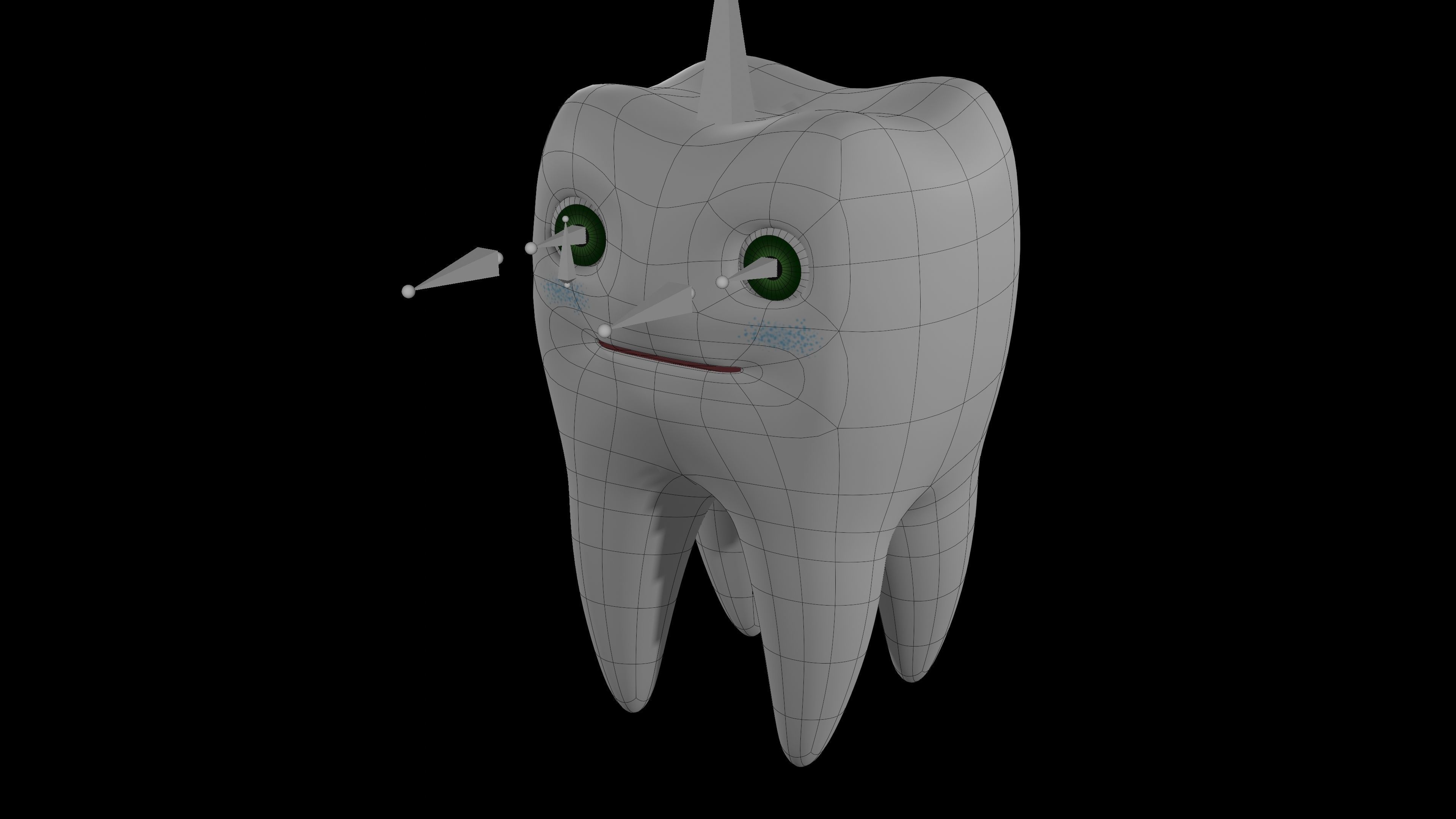 A Cartoon Tooth with Eye Rig and Shape Keys 3D model_5