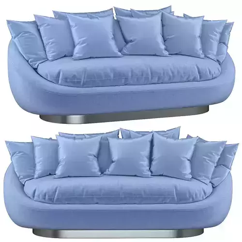Stylish blue sofa rattan ceiling 3d model
