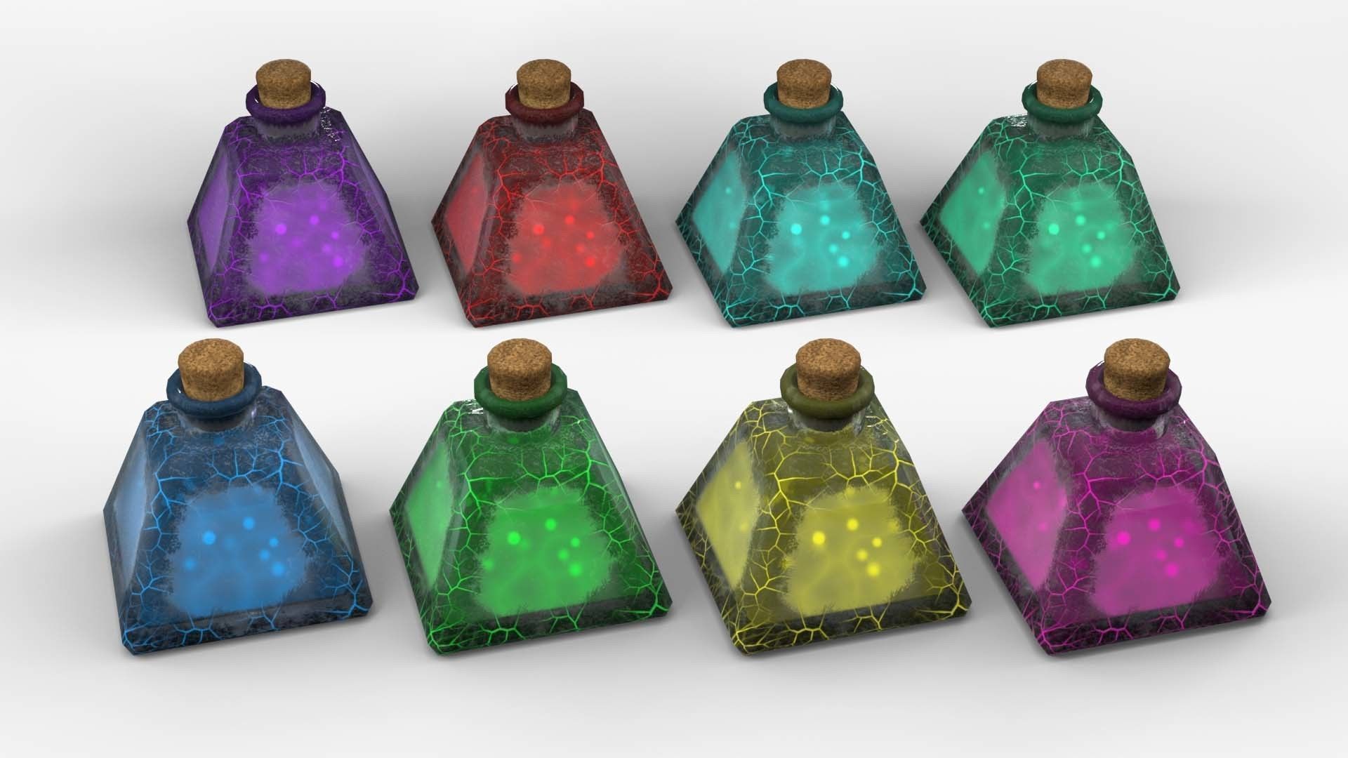 Stylized Magic Potion Bottle Low-poly 3D model_1