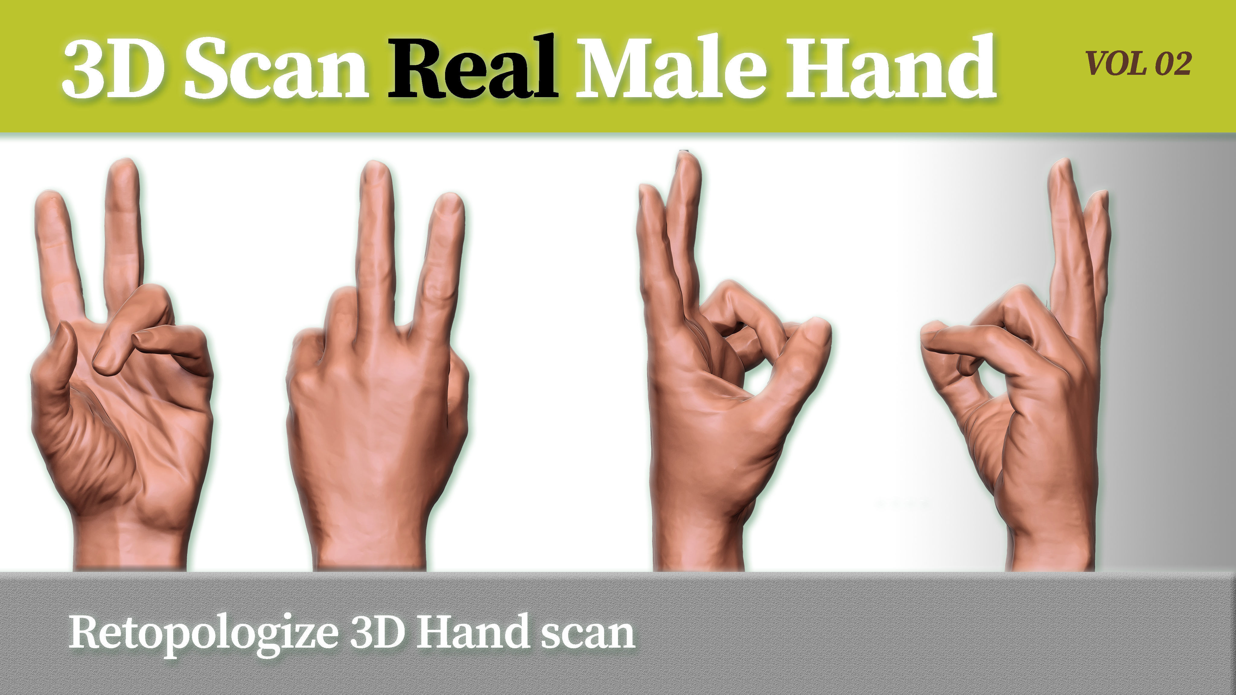 3D Scan of Real Male Hand VOL 02 3D print model_1
