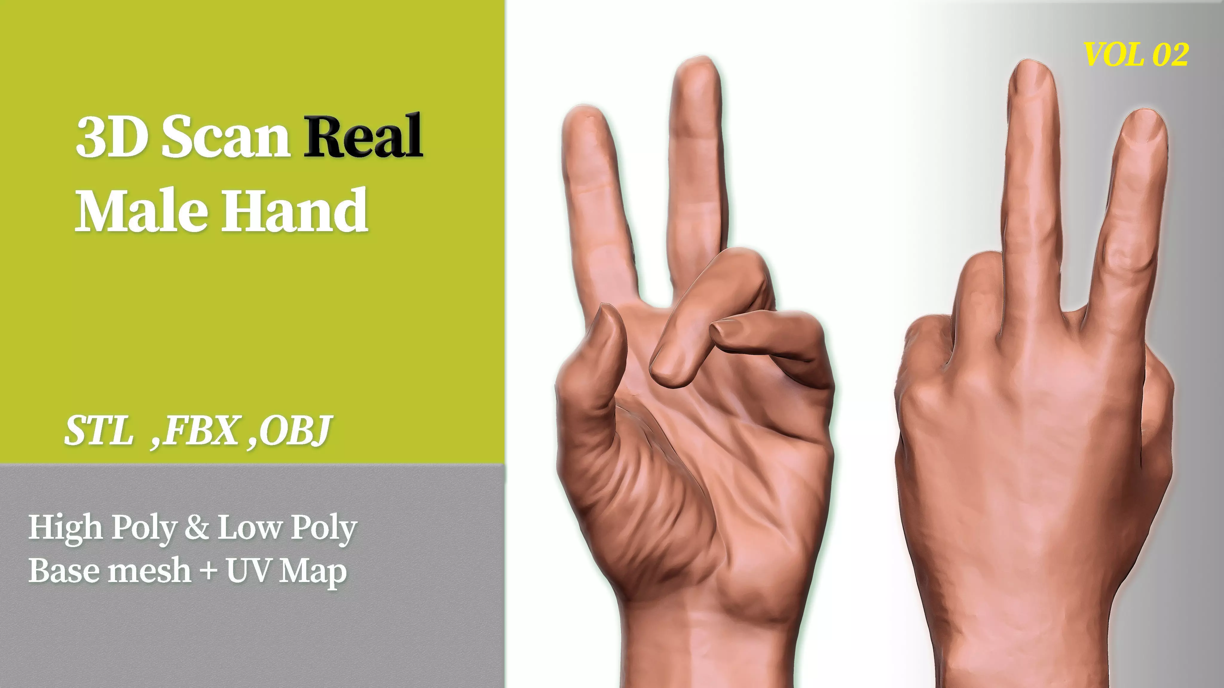 3D Scan of Real Male Hand VOL 02 3D print model_0