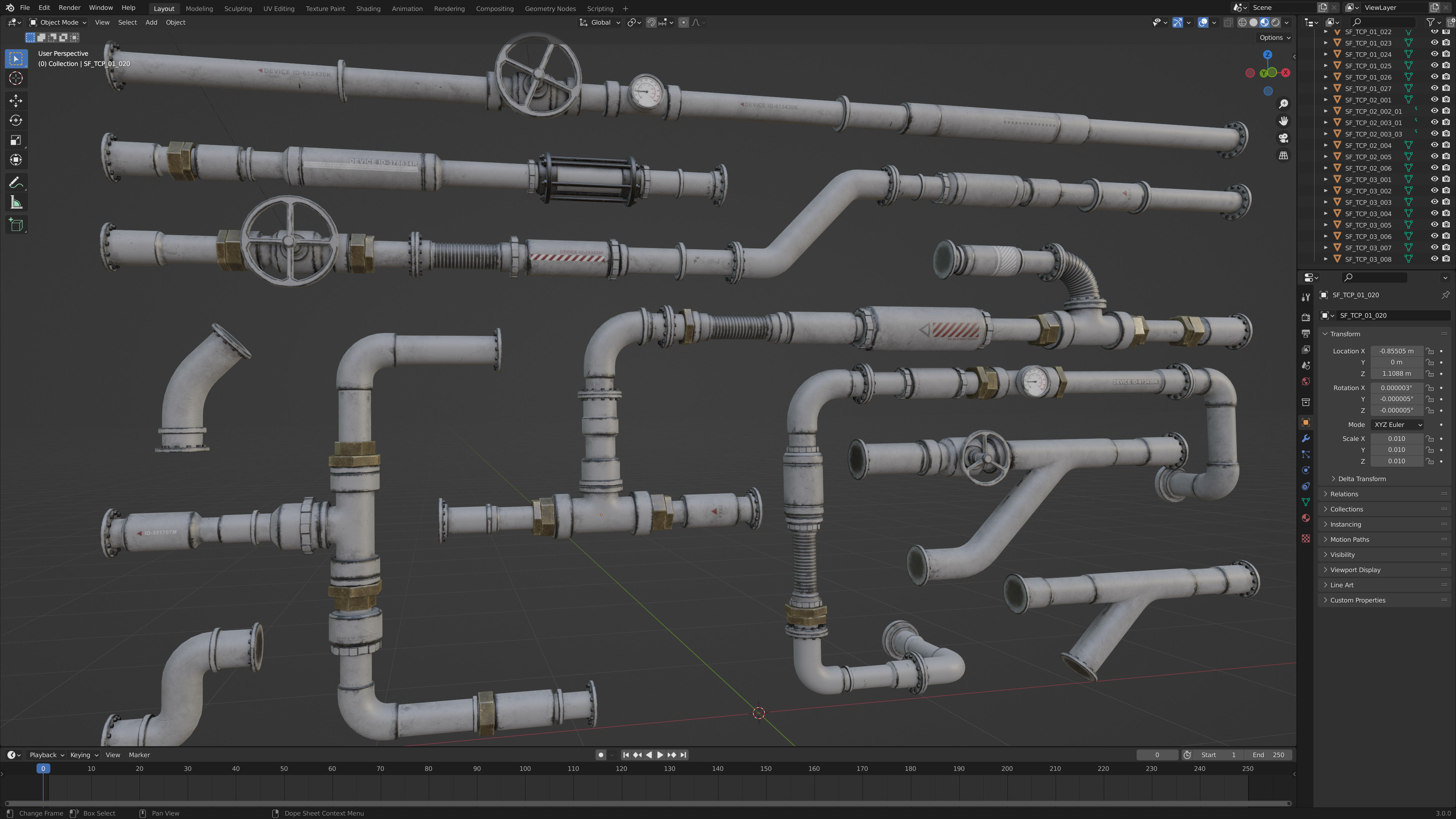Sci-Fi Tubes Cables Pipe Kit Vol 01-PBR Low-poly 3D model_10