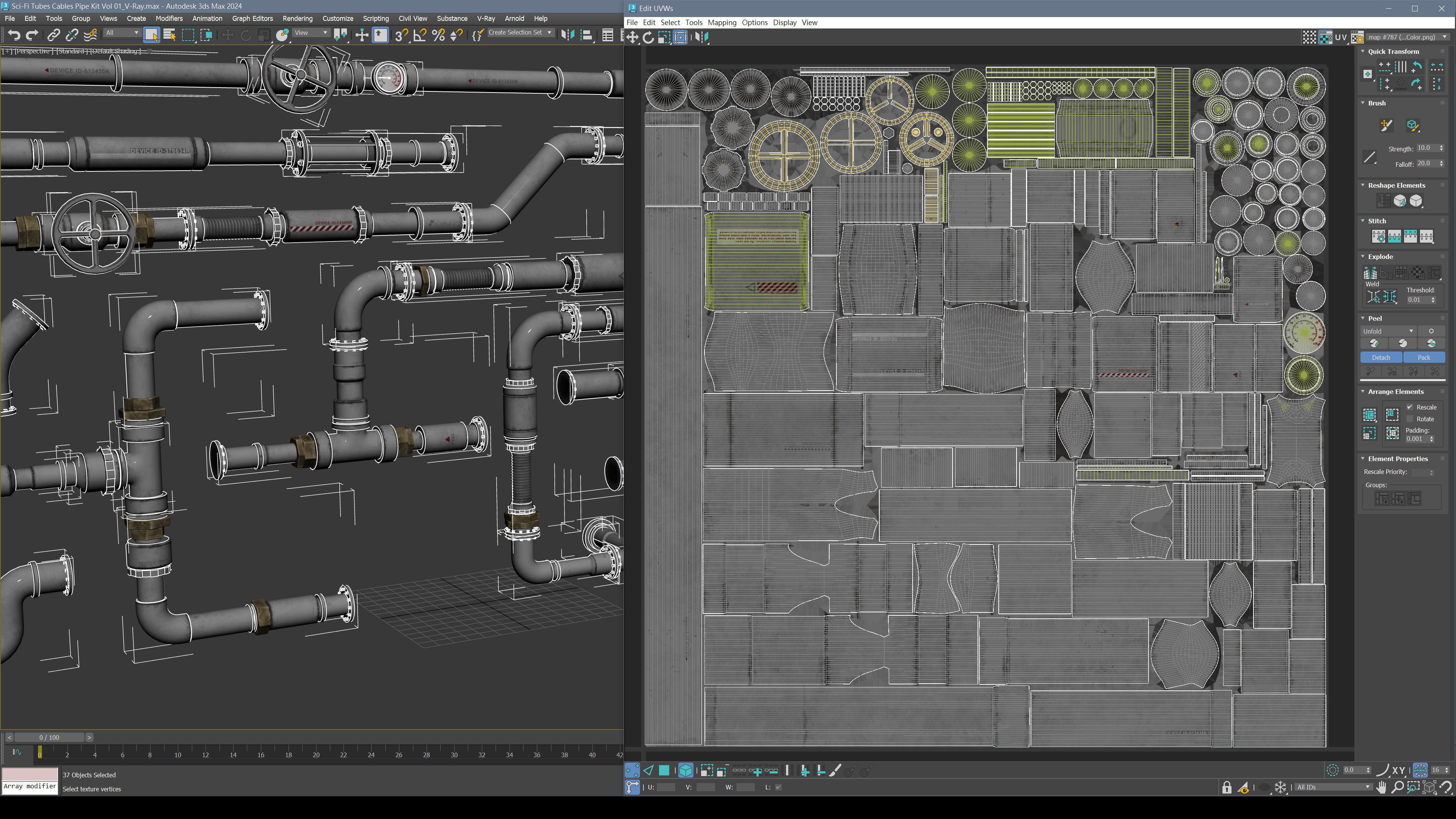 Sci-Fi Tubes Cables Pipe Kit Vol 01-PBR Low-poly 3D model_9