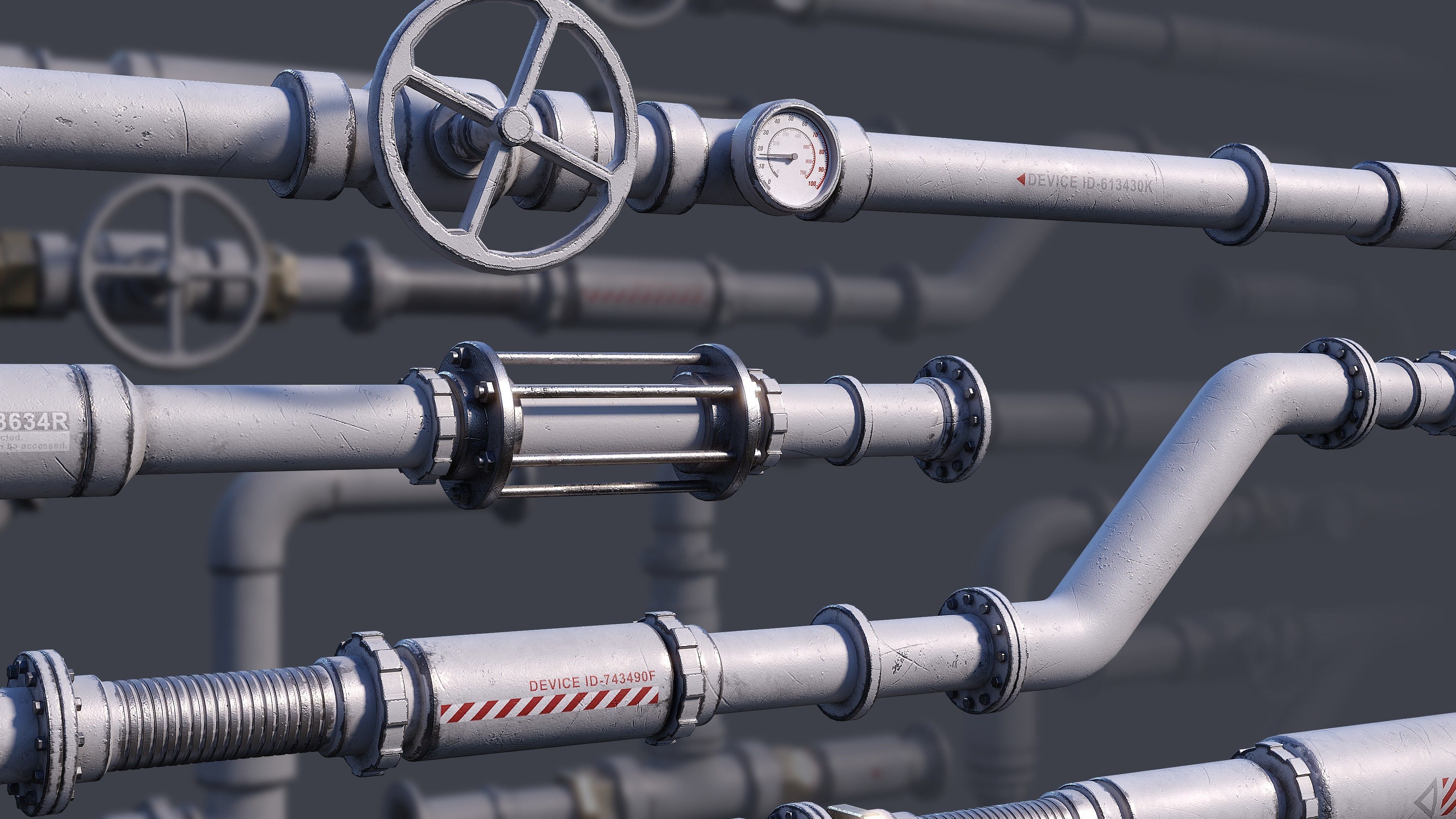 Sci-Fi Tubes Cables Pipe Kit Vol 01-PBR Low-poly 3D model_5