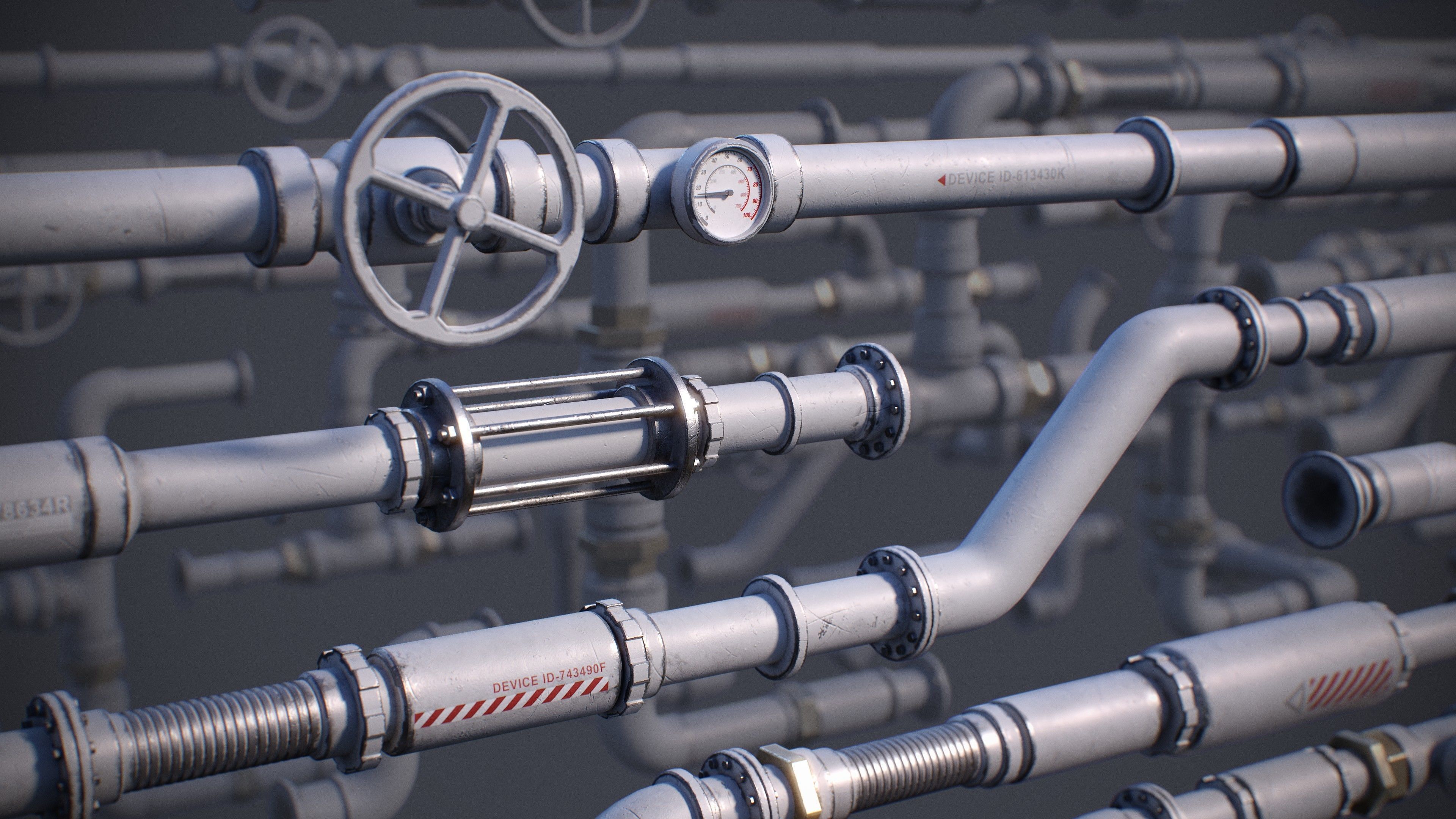 Sci-Fi Tubes Cables Pipe Kit Vol 01-PBR Low-poly 3D model_6