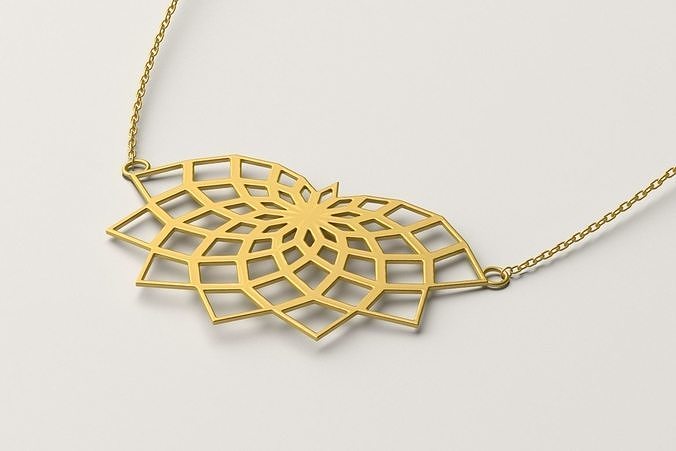 Eslimi pendant jewelry gold necklace 05 3D print model