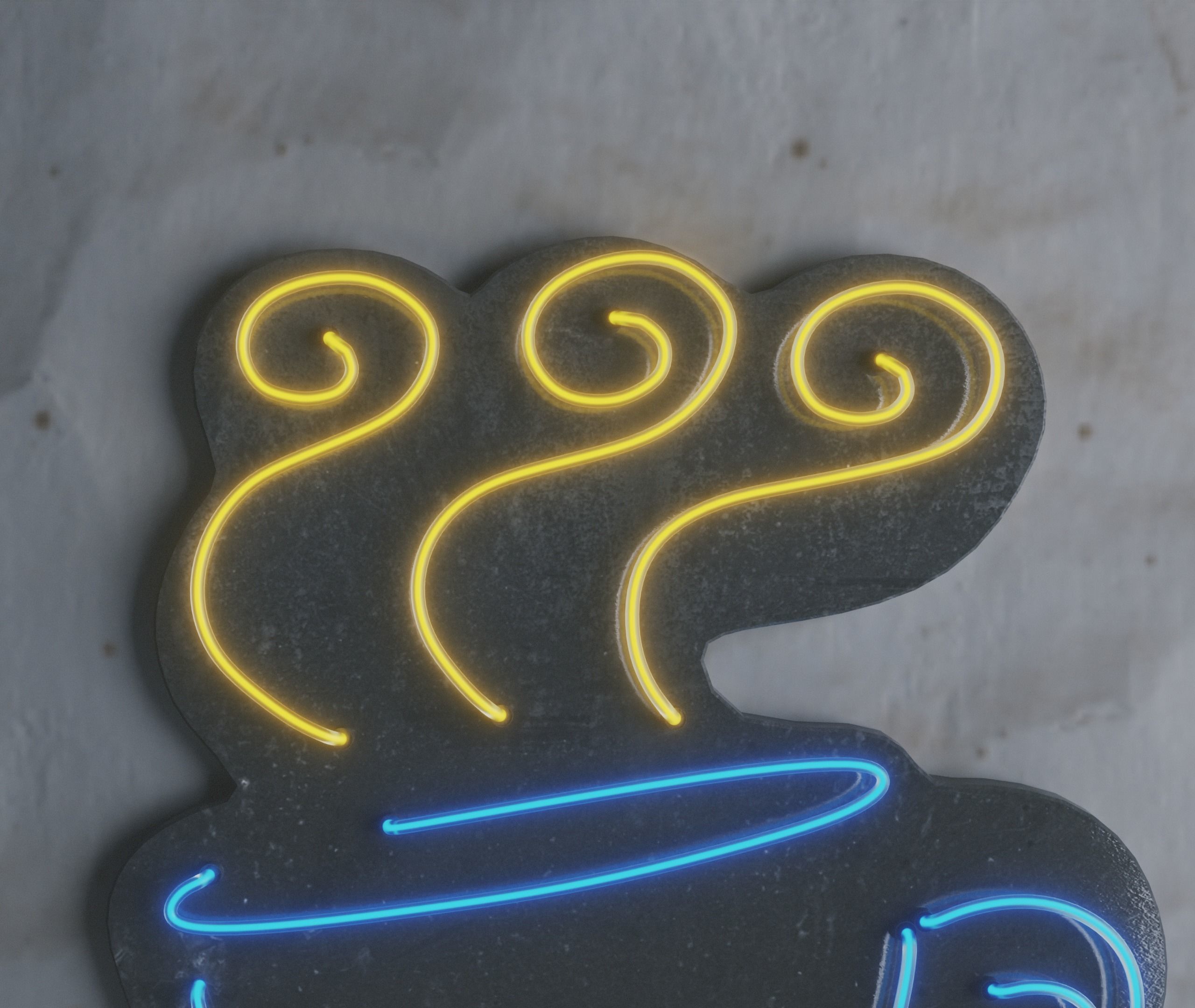 Neon 3D Model 10 - Coffee Low-poly 3D model_4