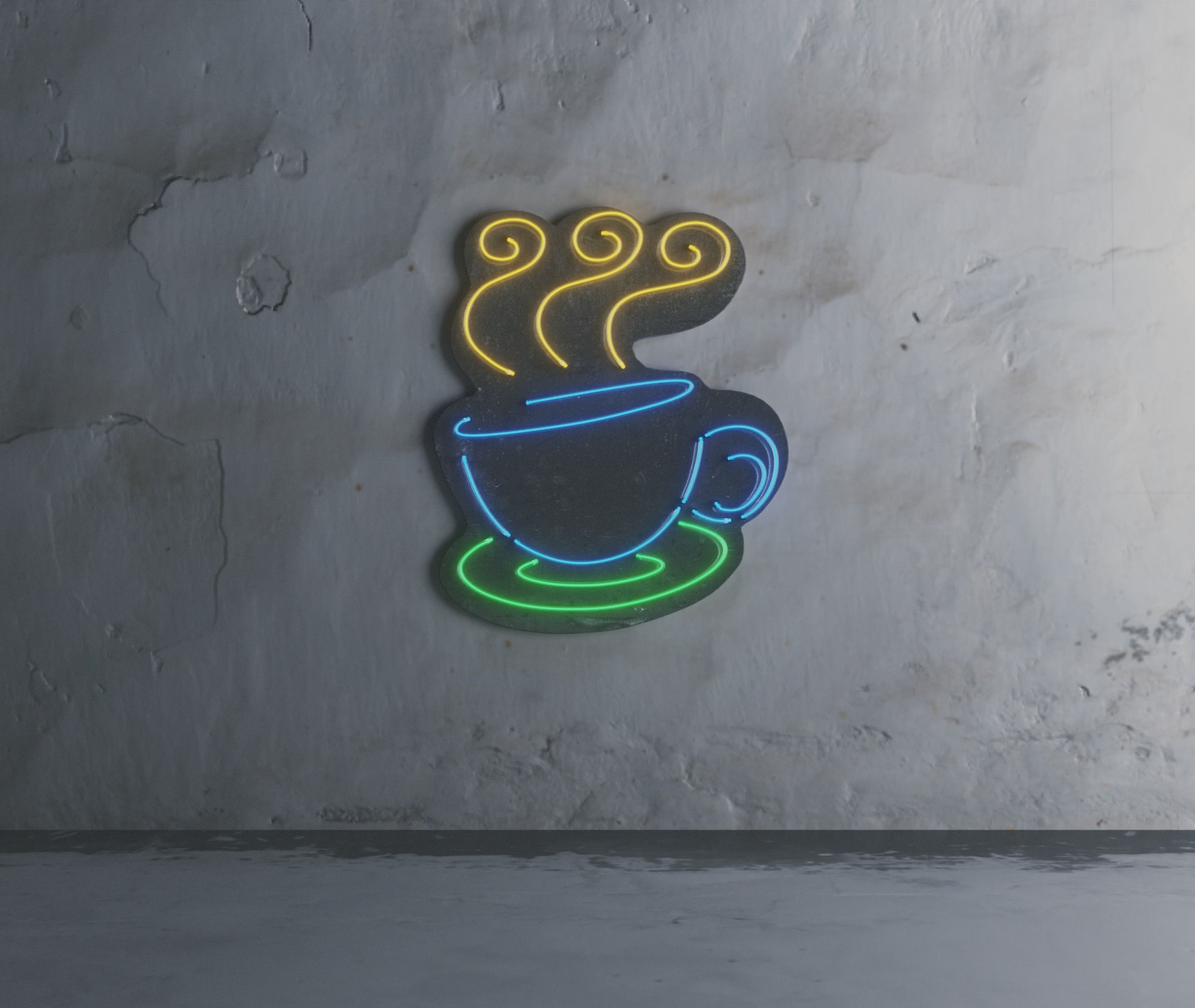 Neon 3D Model 10 - Coffee Low-poly 3D model_2