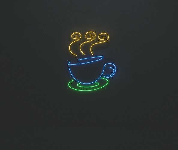 Neon 3D Model 10 - Coffee Low-poly 3D model