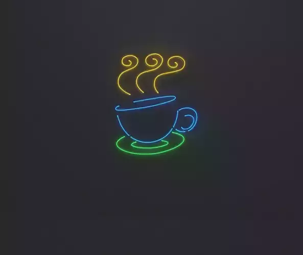 Neon 3D Model 10 - Coffee Low-poly 3D model
