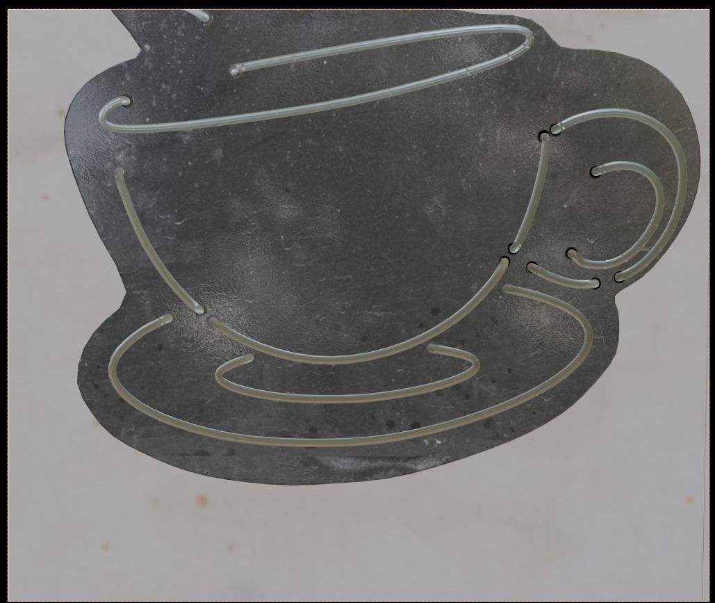 Neon 3D Model 10 - Coffee Low-poly 3D model_8