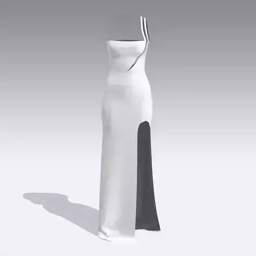 DRESS WHITE ASYMETRIC SLIT 