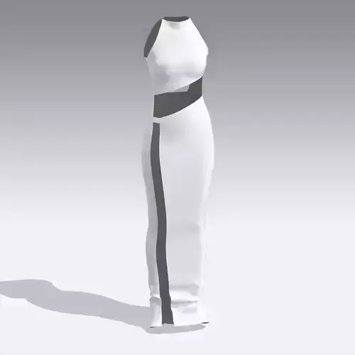 DRESS WHITE TRANSPARENT SLIT SKIRT LOOK