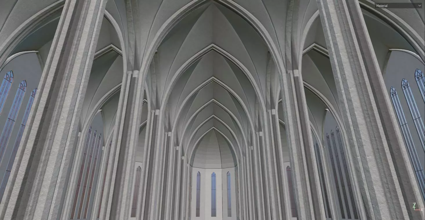 CATHERDRAL set of fences Low-poly 3D model_0