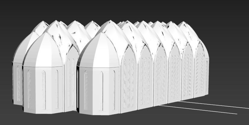 CATHERDRAL set of fences Low-poly 3D model_1