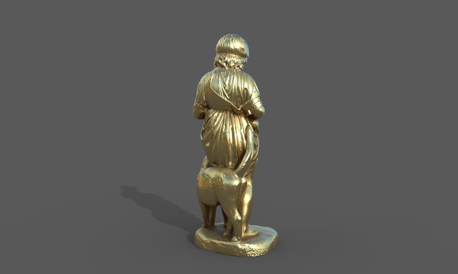 statue of A Little Girl With Kittens Low-poly 3D model_24