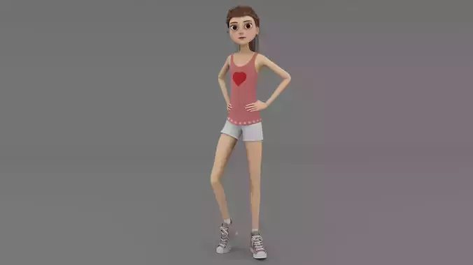 Rigged cartoon girl