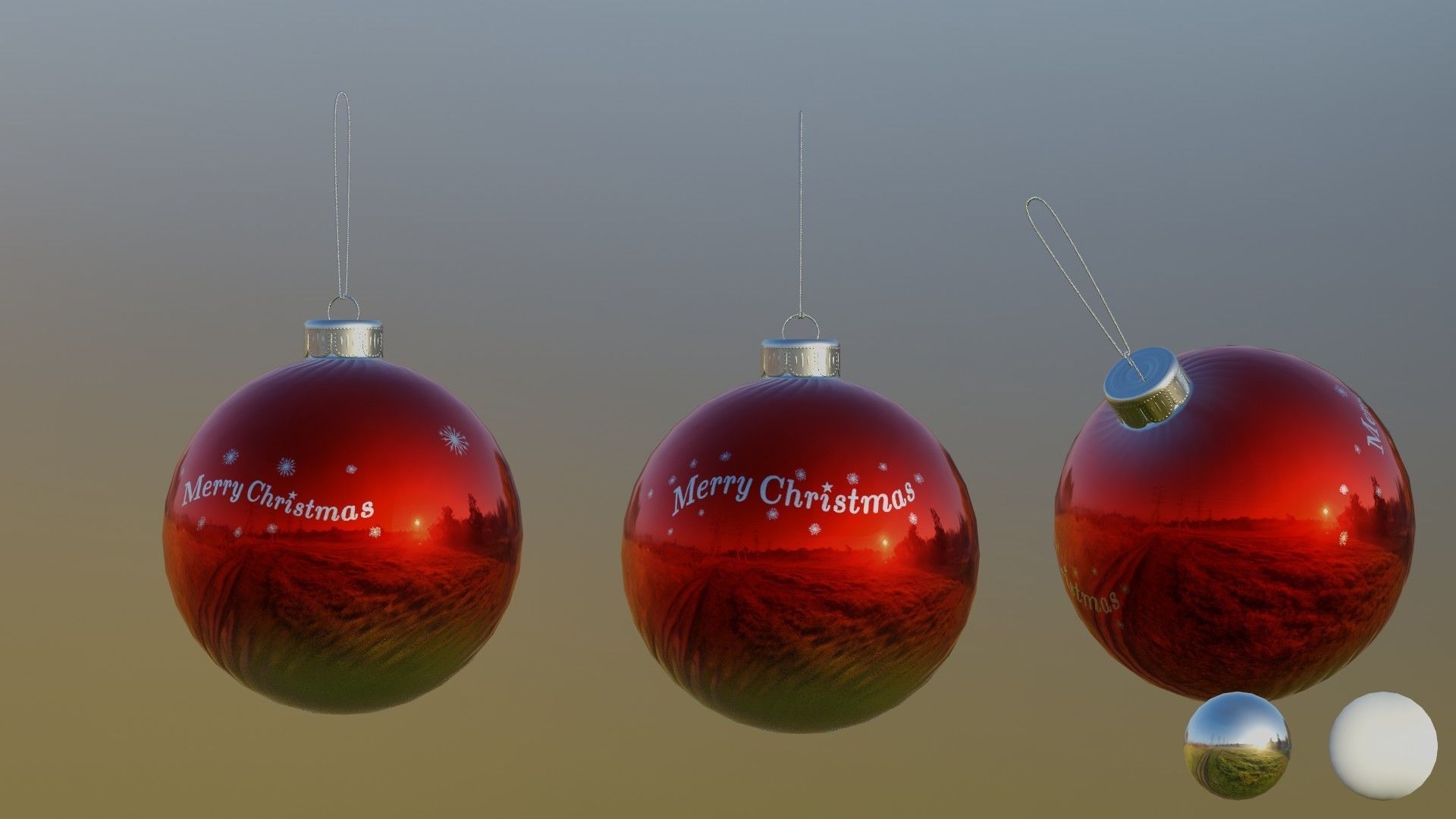 Christmas balls and christmas sleigh 3D Model Collection_19