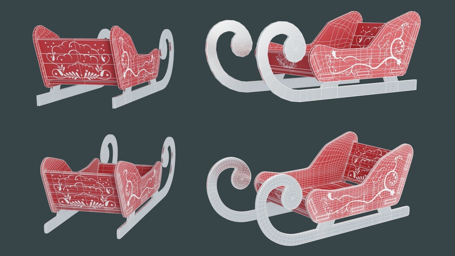 Christmas balls and christmas sleigh 3D Model Collection_7