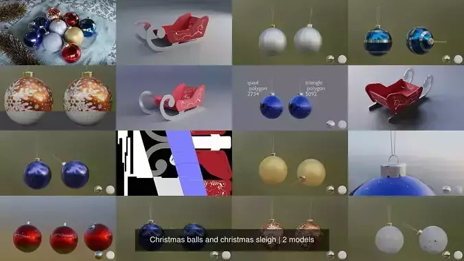 Christmas balls and christmas sleigh