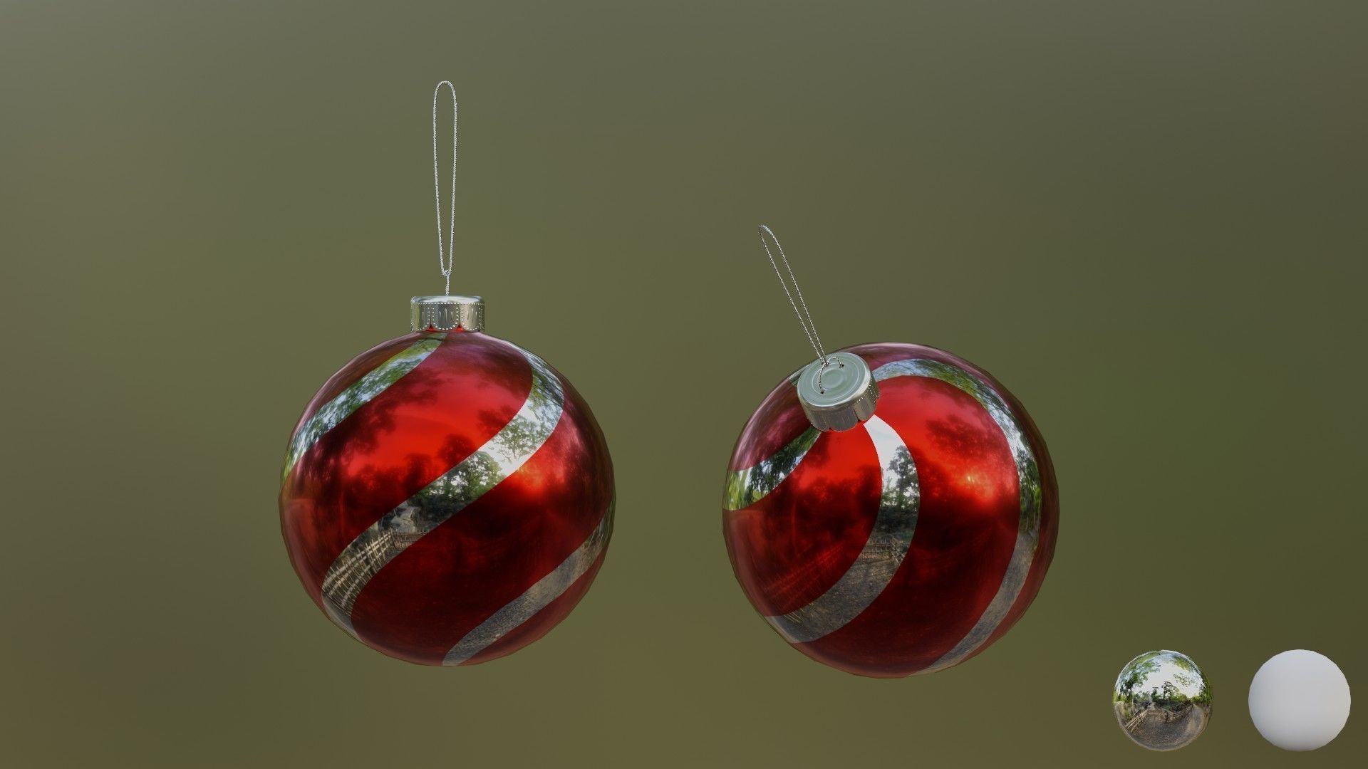 Christmas balls and christmas sleigh 3D Model Collection_10