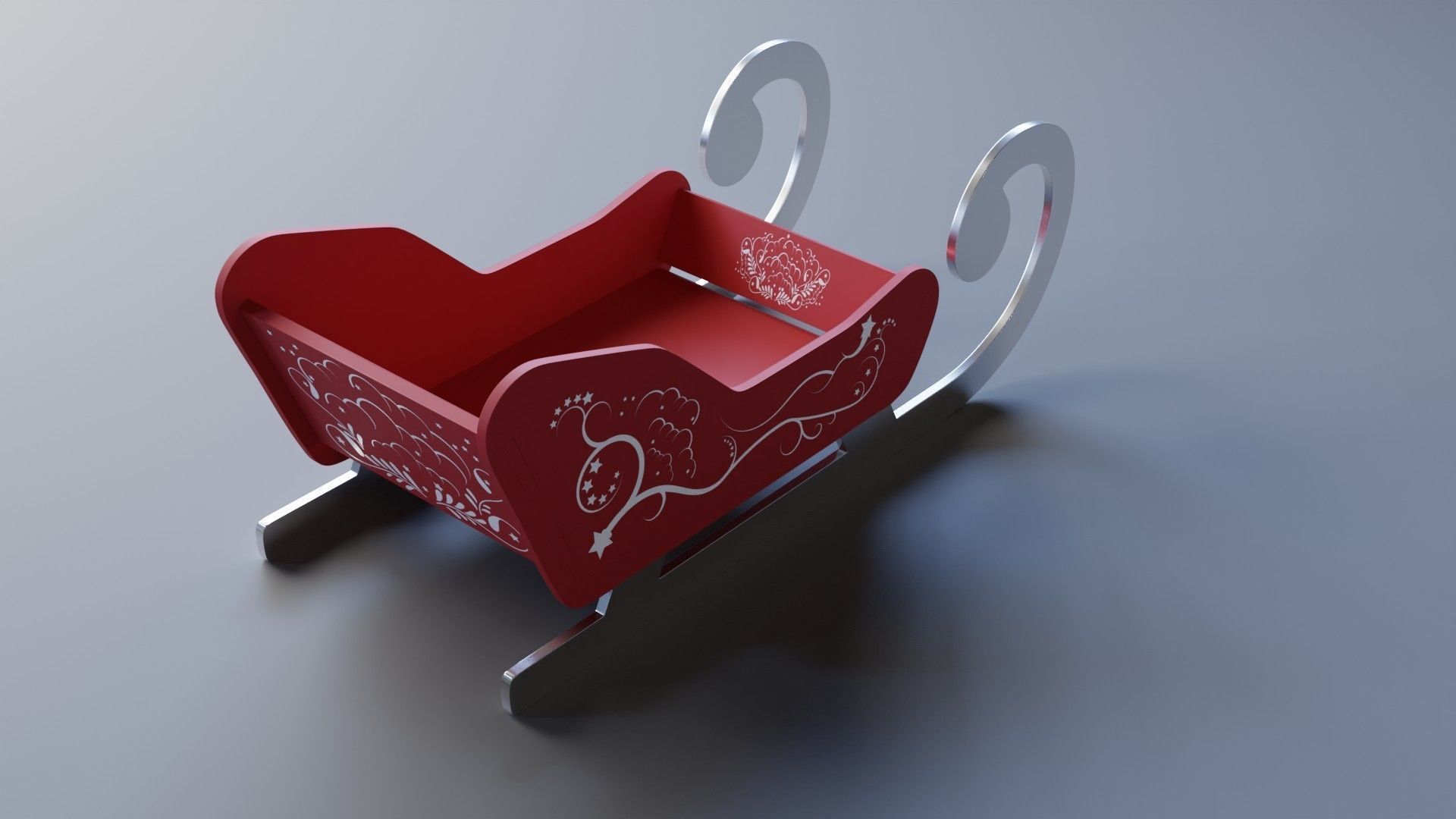 Christmas balls and christmas sleigh 3D Model Collection_6