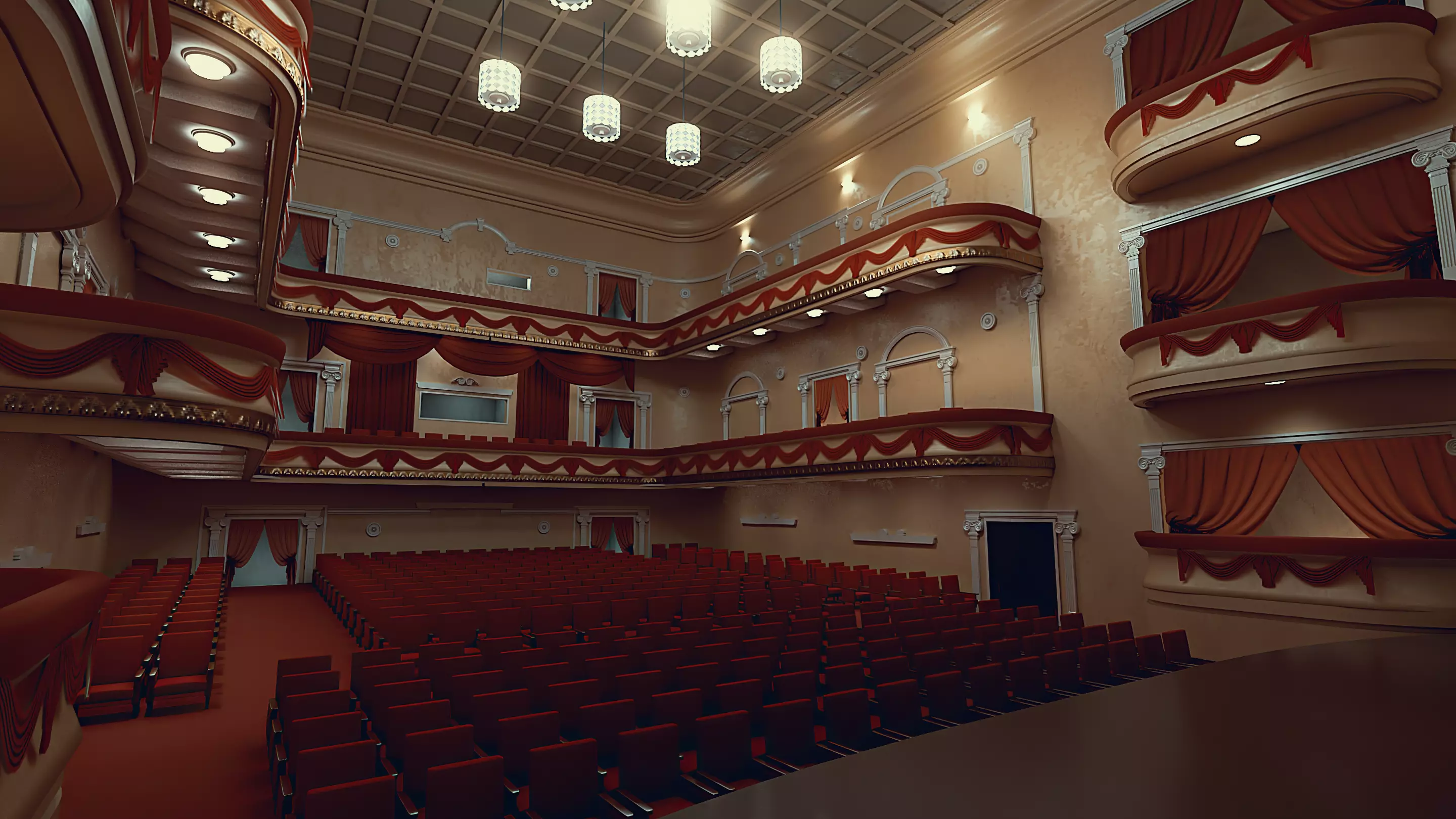 drama theater realistic Low-poly 3D model_0