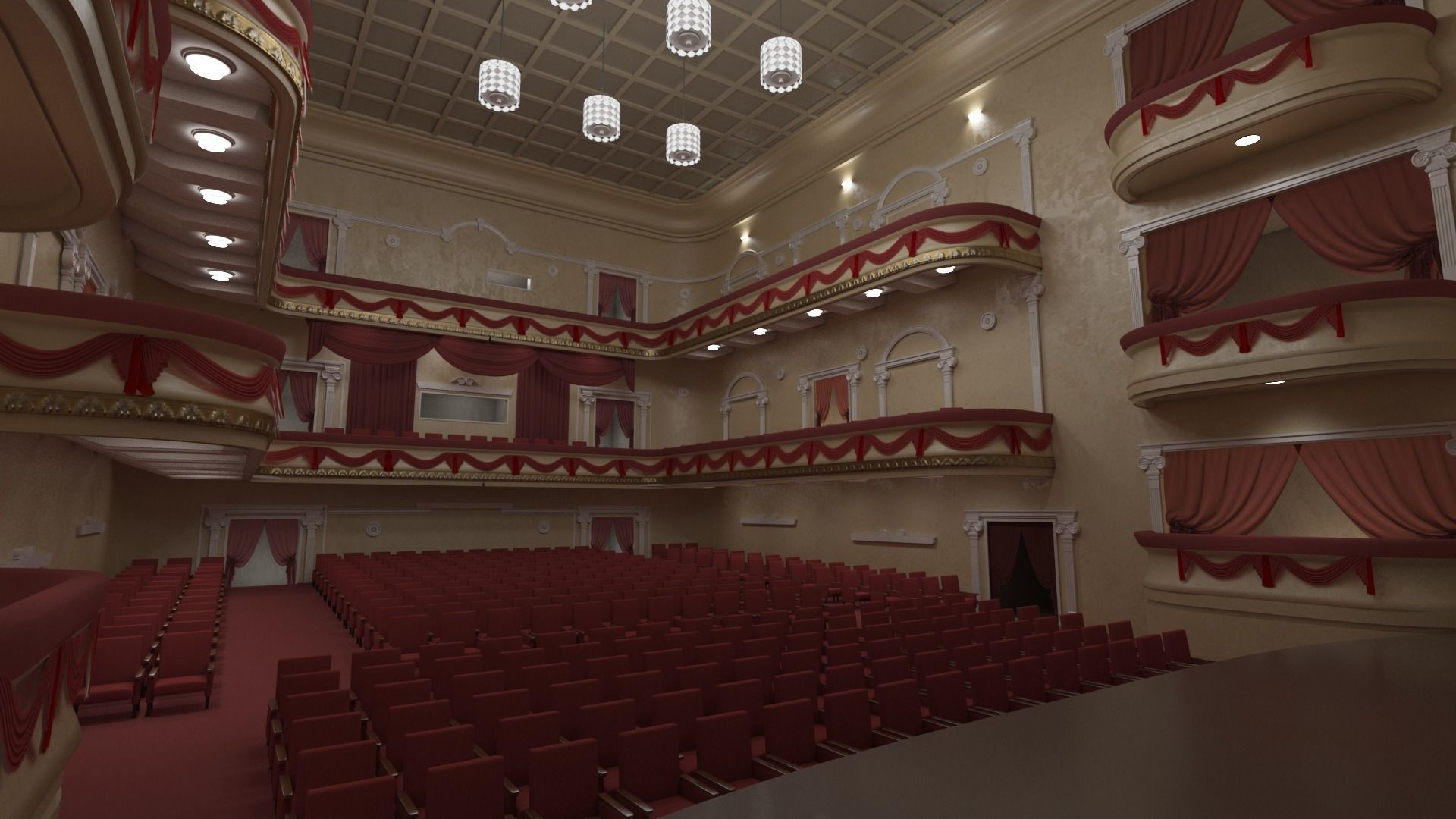 drama theater realistic Low-poly 3D model_1