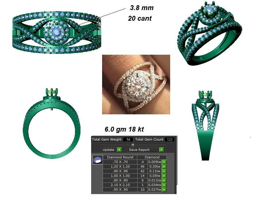 Solitaire ring 3D print model_3